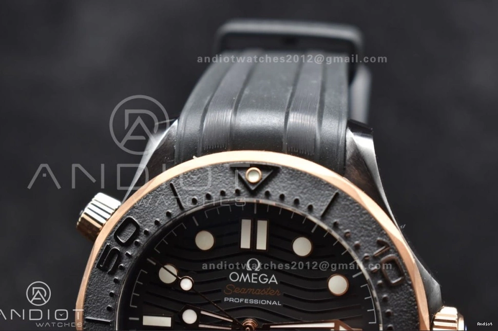 43.5mm 1:1 Black 1070 Strap Best Trendsetting A Black Bezel RG 300m Edition Black VSF Ceramic Rubber Dial on Seamaster 0731